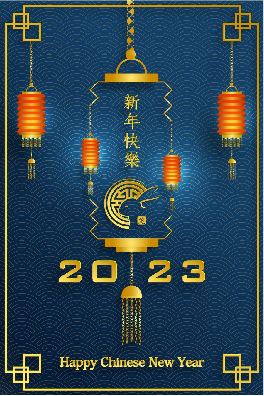 2023兔年中国风新年春节剪纸风节日宣传插画海报背景展板AI素材【092】